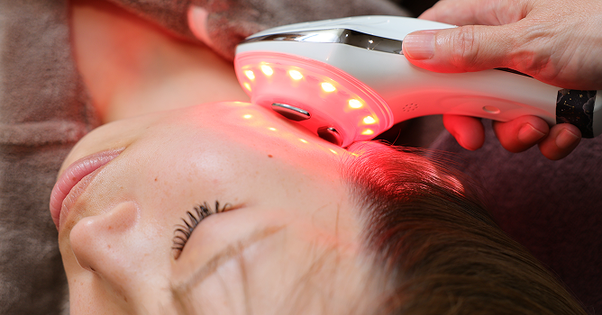 フェイシャルエステの背術を受ける女性の写真